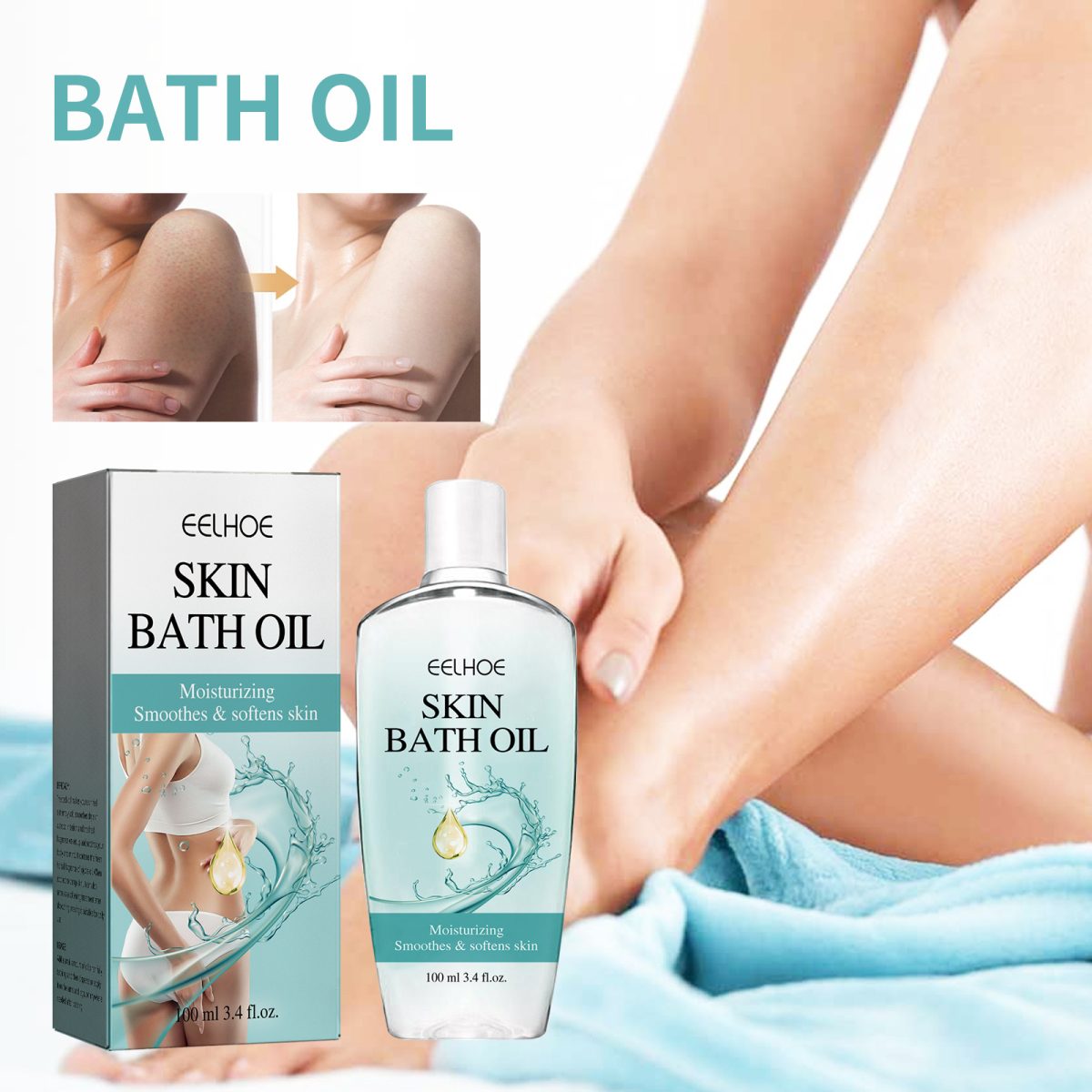 EELHOE Shower Oil Bottle on Bathroom Shelf