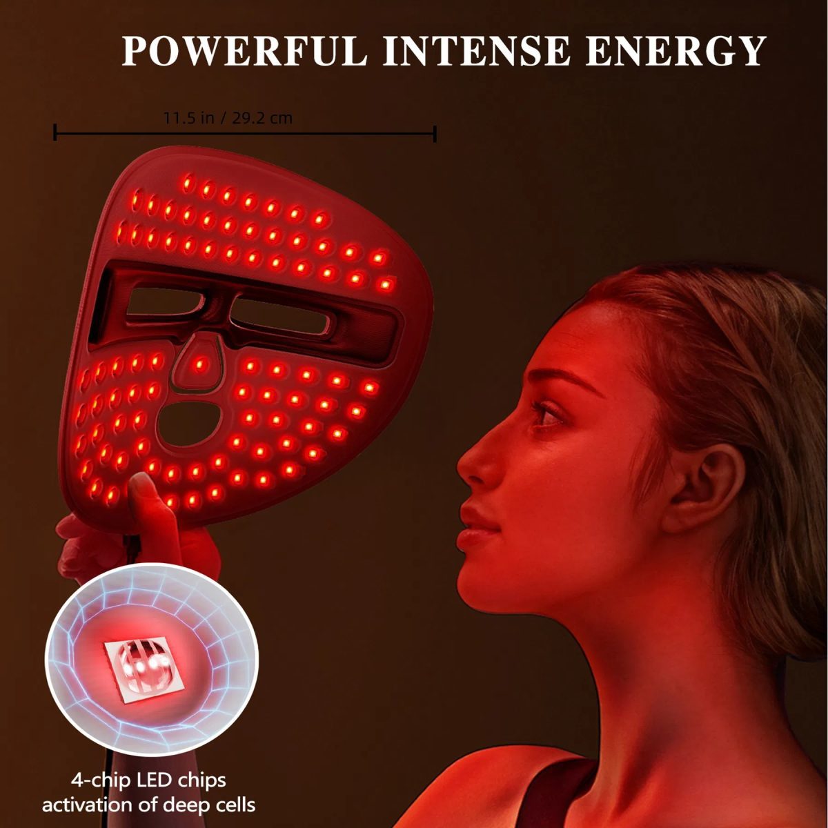 Red light facial therapy mask for anti-aging treatment