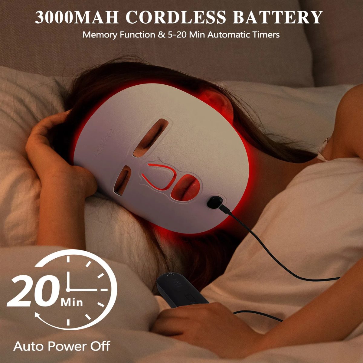 Unboxing LED Face Mask with instruction manual and charging cable