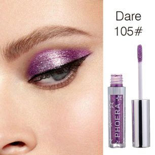 Close-up of PHOERA glitter liquid eyeshadow bottle
