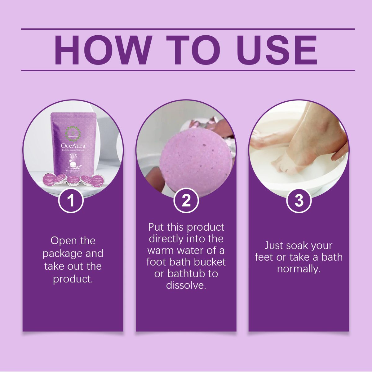 Lavender shower aromatherapy tablet with eco-friendly packaging