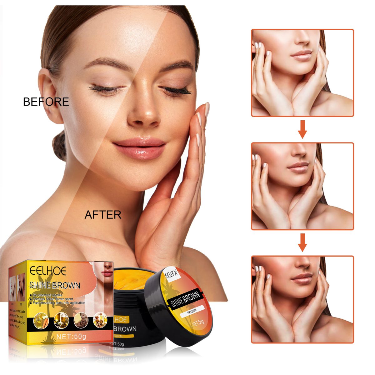 Hydrating Glow Cream for Body Tanning on Wheat Skin