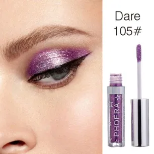 Close-up of PHOERA glitter liquid eyeshadow bottle